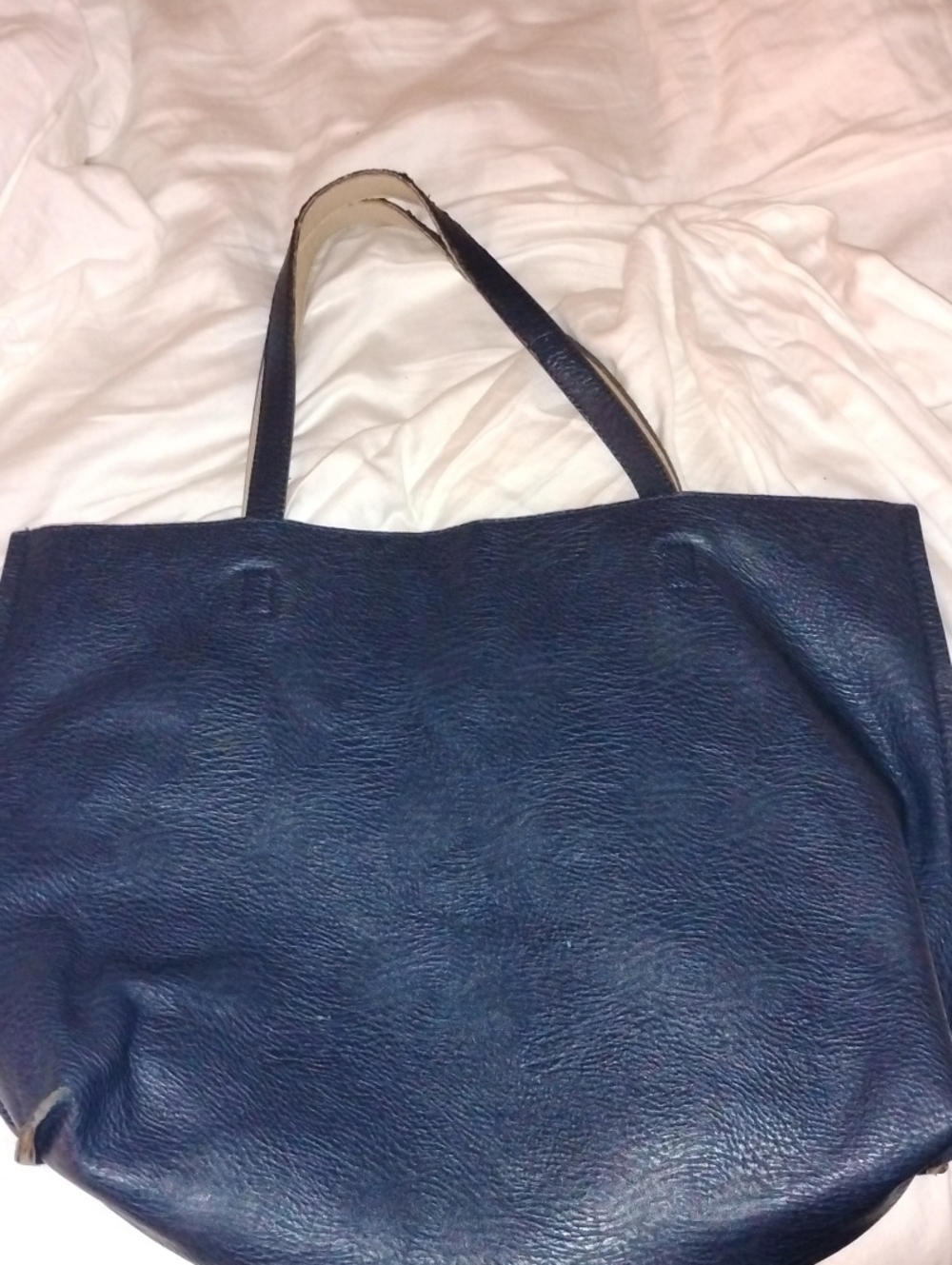 Classic Navy Leather Tote Bag - Women's Everyday Carry
